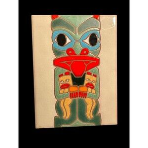 VTG 1988 Santa Fe Art Tile Beaver Totem 6”x8” KWAKUITL Arius Hand Painted Rare!!
